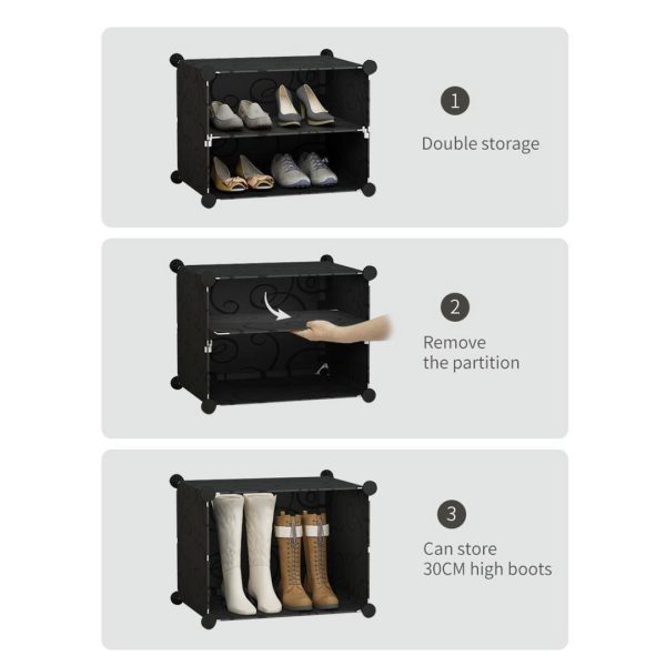 2 Column Shoe Rack Organizer Sneaker Footwear Storage Stackable Stand Cabinet Portable Wardrobe with Cover – 10 Tier