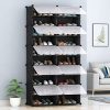 2 Column Shoe Rack Organizer Sneaker Footwear Storage Stackable Stand Cabinet Portable Wardrobe with Cover – 10 Tier