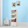 White Shoe Rack Organizer Sneaker Footwear Storage Stackable Stand Cabinet Portable Wardrobe with Cover – 7 Tier