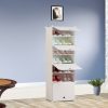 White Shoe Rack Organizer Sneaker Footwear Storage Stackable Stand Cabinet Portable Wardrobe with Cover – 7 Tier