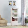 White Shoe Rack Organizer Sneaker Footwear Storage Stackable Stand Cabinet Portable Wardrobe with Cover – 7 Tier
