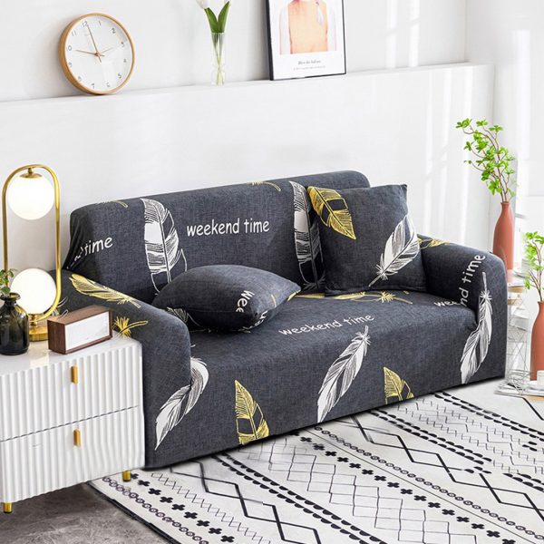 Feather Print Sofa Cover Couch Protector High Stretch Lounge Slipcover Home Decor – 1 Seater
