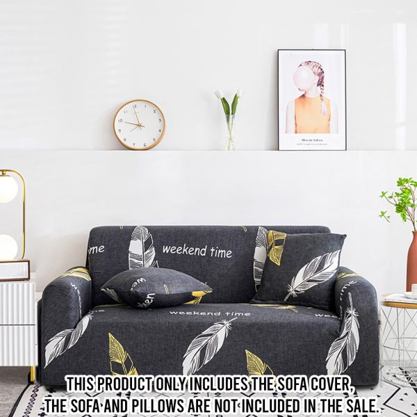Feather Print Sofa Cover Couch Protector High Stretch Lounge Slipcover Home Decor – 1 Seater