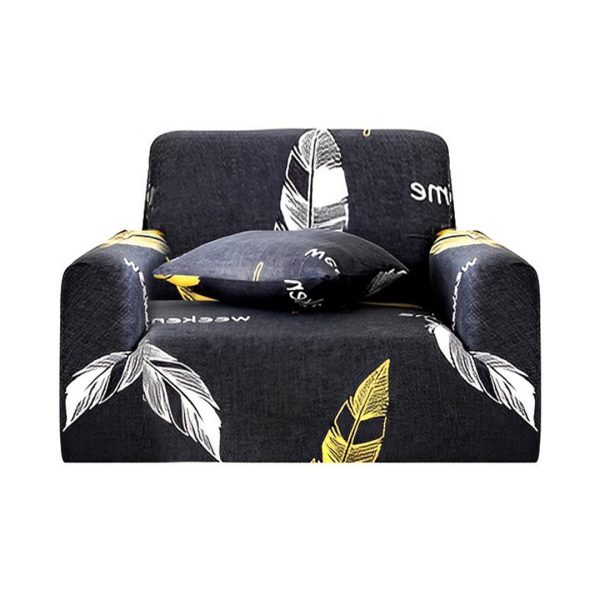Feather Print Sofa Cover Couch Protector High Stretch Lounge Slipcover Home Decor – 1 Seater