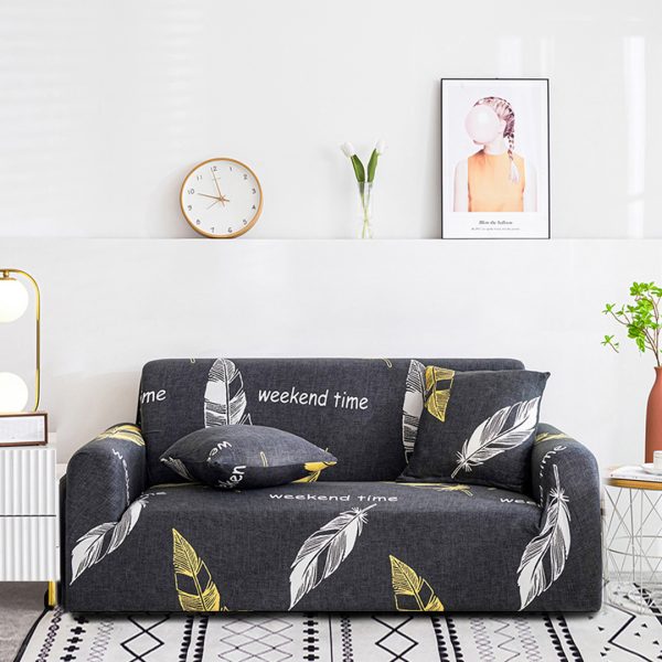 Feather Print Sofa Cover Couch Protector High Stretch Lounge Slipcover Home Decor – 1 Seater