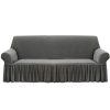 Sofa Cover with Ruffled Skirt Couch Protector High Stretch Lounge Slipcover Home Decor – 4 Seater, Grey