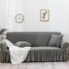 Sofa Cover with Ruffled Skirt Couch Protector High Stretch Lounge Slipcover Home Decor – 4 Seater, Grey