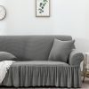 Sofa Cover with Ruffled Skirt Couch Protector High Stretch Lounge Slipcover Home Decor – 4 Seater, Grey