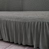 Sofa Cover with Ruffled Skirt Couch Protector High Stretch Lounge Slipcover Home Decor – 4 Seater, Grey