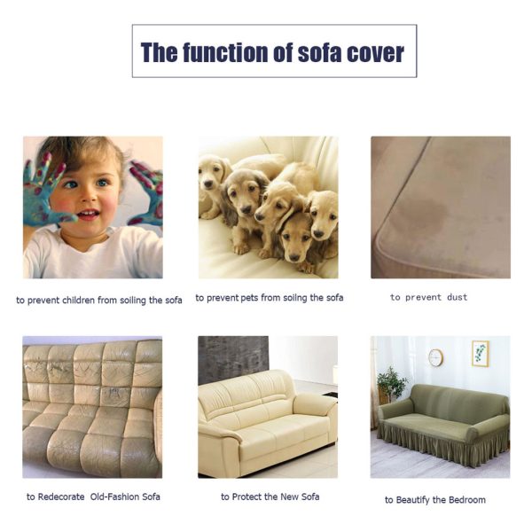 Sofa Cover with Ruffled Skirt Couch Protector High Stretch Lounge Slipcover Home Decor – 4 Seater, Grey