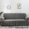 Sofa Cover with Ruffled Skirt Couch Protector High Stretch Lounge Slipcover Home Decor – 4 Seater, Grey
