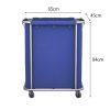 2X Stainless Steel Commercial Square Soiled Linen Laundry Trolley Cart with Wheels Blue