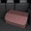 Leather Car Boot Collapsible Foldable Trunk Cargo Organizer Portable Storage Box Coffee/Gold Stitch Large