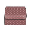 Leather Car Boot Collapsible Foldable Trunk Cargo Organizer Portable Storage Box Coffee/Gold Stitch Small