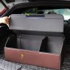 Leather Car Boot Collapsible Foldable Trunk Cargo Organizer Portable Storage Box Coffee Large
