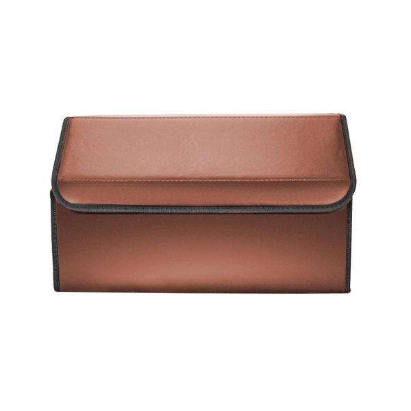 Leather Car Boot Collapsible Foldable Trunk Cargo Organizer Portable Storage Box Coffee Large