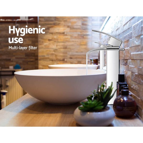 Bathroom Basin Mixer Tap Thin Tall Faucet Vanity Laundry Black