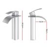Bathroom Basin Mixer Tap Thin Tall Faucet Vanity Laundry Black