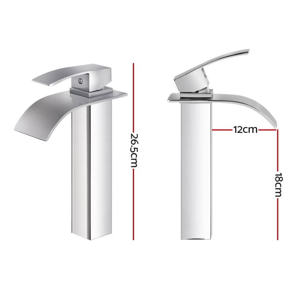 Bathroom Basin Mixer Tap Thin Tall Faucet Vanity Laundry Black