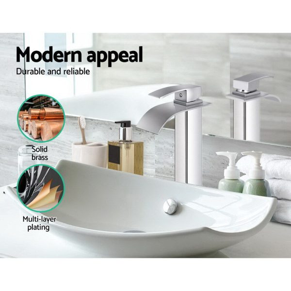 Bathroom Basin Mixer Tap Thin Tall Faucet Vanity Laundry Black