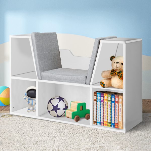 Kids Bookcase Toys Box Shelf Storage Cabinet Container Children Organiser – White