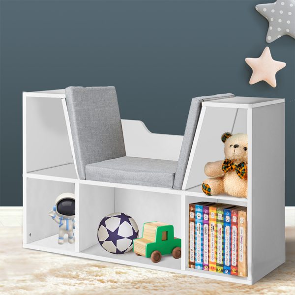 Kids Bookcase Toys Box Shelf Storage Cabinet Container Children Organiser – White