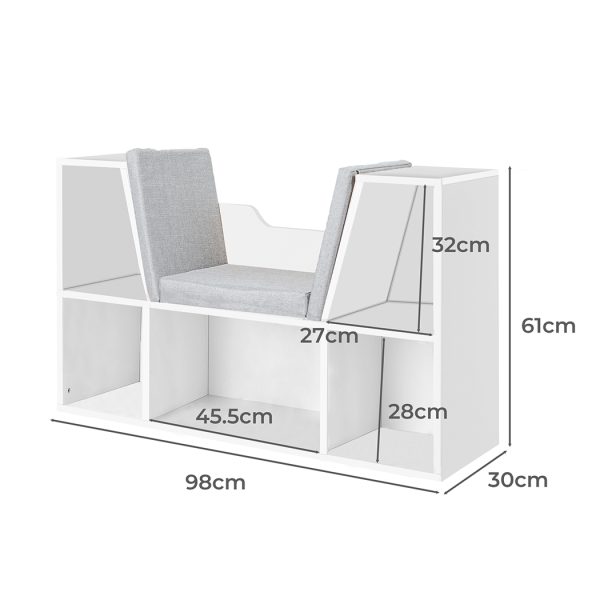 Kids Bookcase Toys Box Shelf Storage Cabinet Container Children Organiser – White