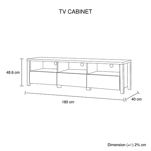 Crosby TV Cabinet 3 Storage Drawers with Shelf Natural Wood like MDF Entertainment Unit in Oak Colour