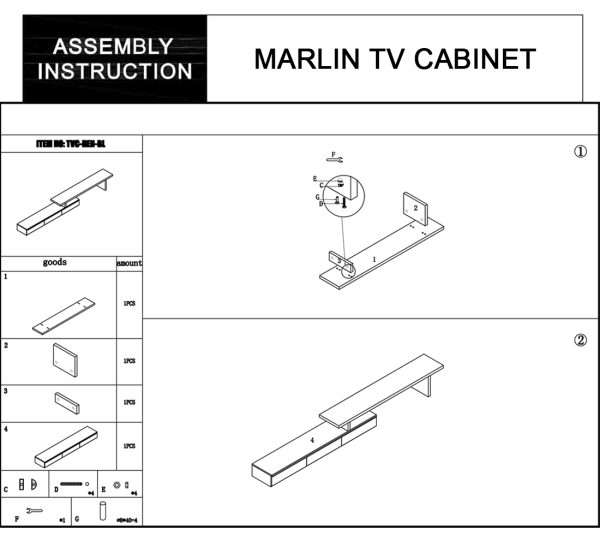 3 Drawers Elegant Slimline Design TV Unit
