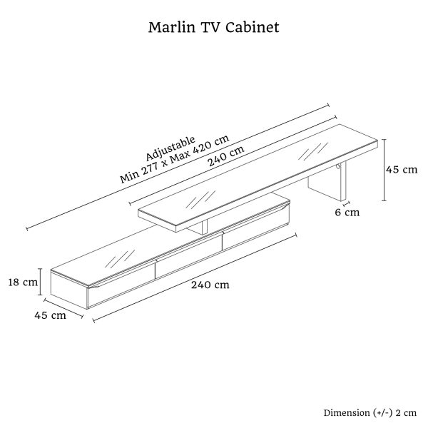3 Drawers Elegant Slimline Design TV Unit