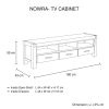 TV Cabinet with 3 Storage Drawers with Shelf Solid Acacia Wooden Frame Entertainment Unit in Chocolate Colour