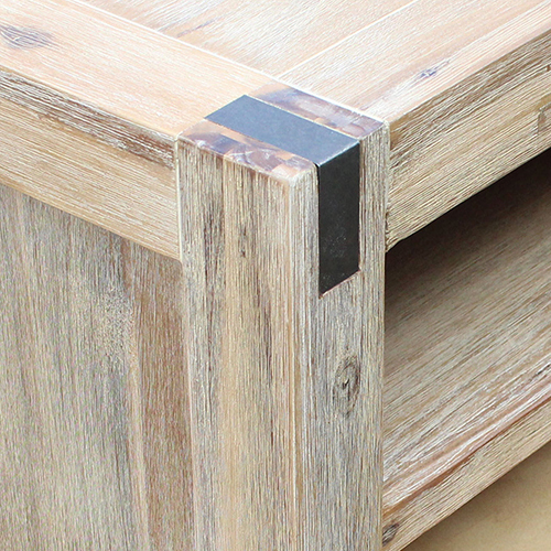 Norman TV Cabinet with 3 Storage Drawers with Shelf Solid Acacia Wooden Frame Entertainment Unit in Oak Colour