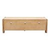 Norman TV Cabinet with 3 Storage Drawers with Shelf Solid Acacia Wooden Frame Entertainment Unit in Oak Colour