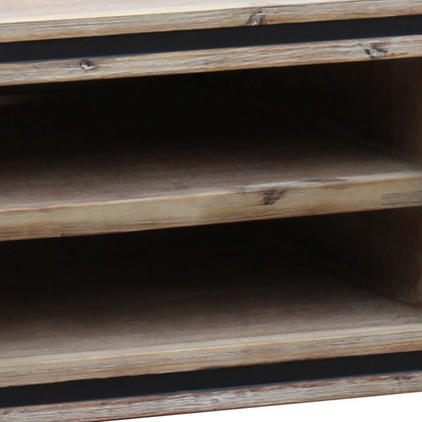 Bucksburn TV Cabinet with 2 Storage Drawers Cabinet Solid Acacia Wooden Entertainment Unit in Sliver Bruch Colour