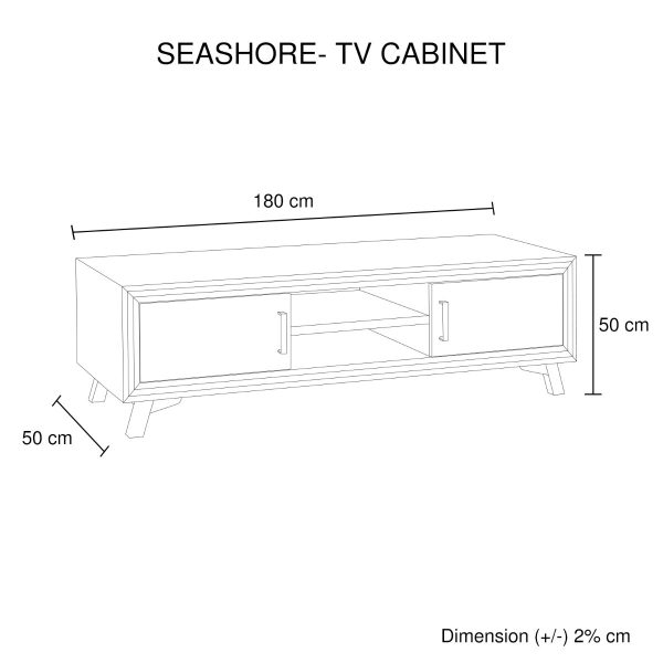 Bucksburn TV Cabinet with 2 Storage Drawers Cabinet Solid Acacia Wooden Entertainment Unit in Sliver Bruch Colour