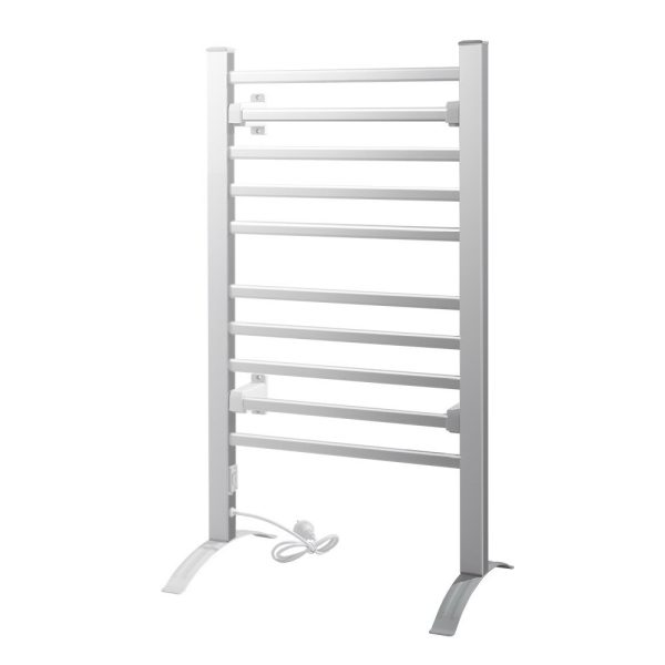 Electric Heated Towel Rail Rails Warmer Rack Aluminium – 10 Bars
