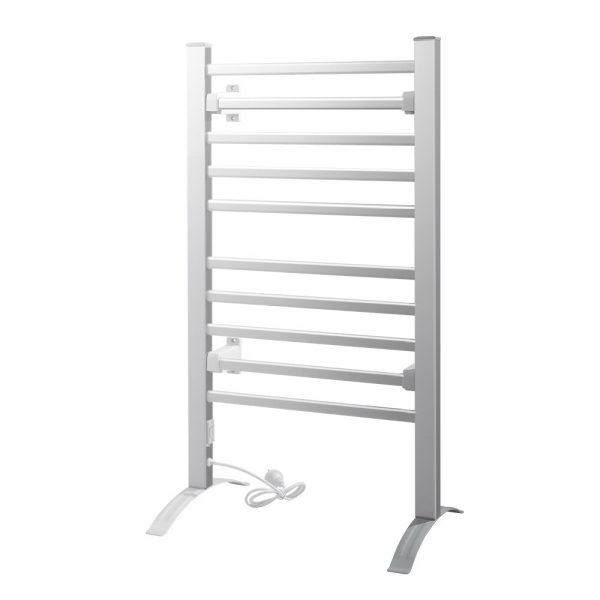 Electric Heated Towel Rail Rails Warmer Rack Aluminium – 10 Bars