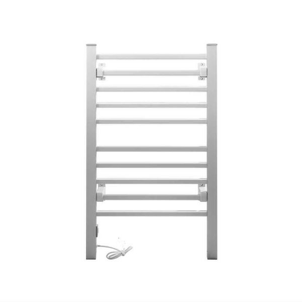 Electric Heated Towel Rail Rails Warmer Rack Aluminium – 10 Bars