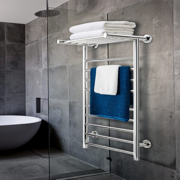 Devanti Electric Heated Towel Rail Rack 14 Bars Wall Mounted Clothes Dry Warmer
