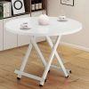 Dining Table Portable Round Surface Space Saving Folding Desk Home Decor – White, 1