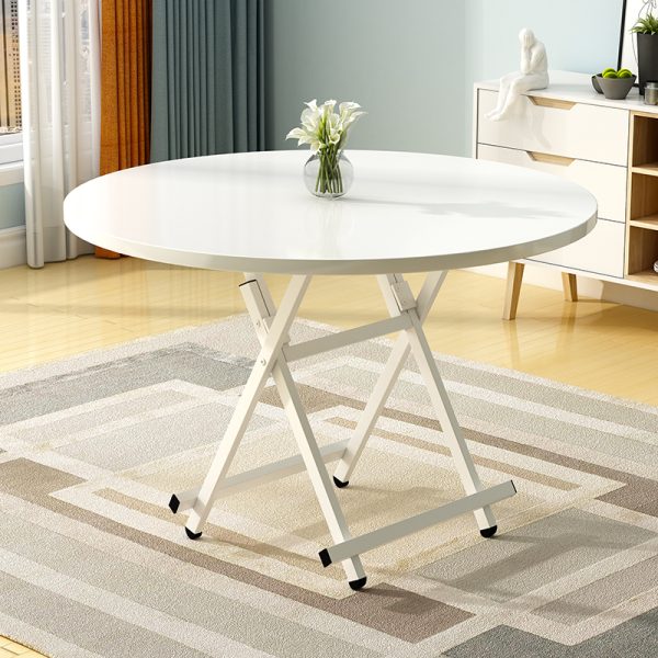 Dining Table Portable Round Surface Space Saving Folding Desk Home Decor – White, 1