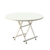 Dining Table Portable Round Surface Space Saving Folding Desk Home Decor – White, 1