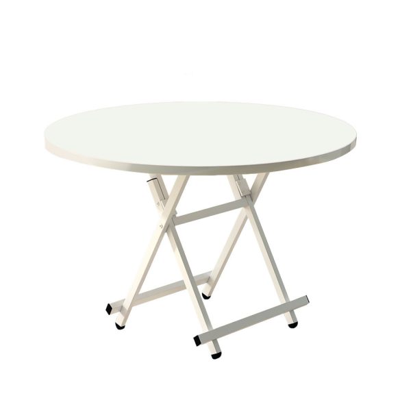 Dining Table Portable Round Surface Space Saving Folding Desk Home Decor – White, 1