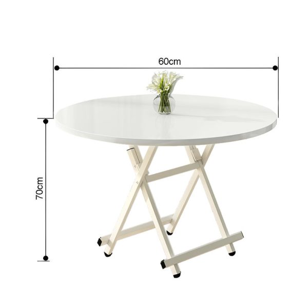 Dining Table Portable Round Surface Space Saving Folding Desk Home Decor – White, 1