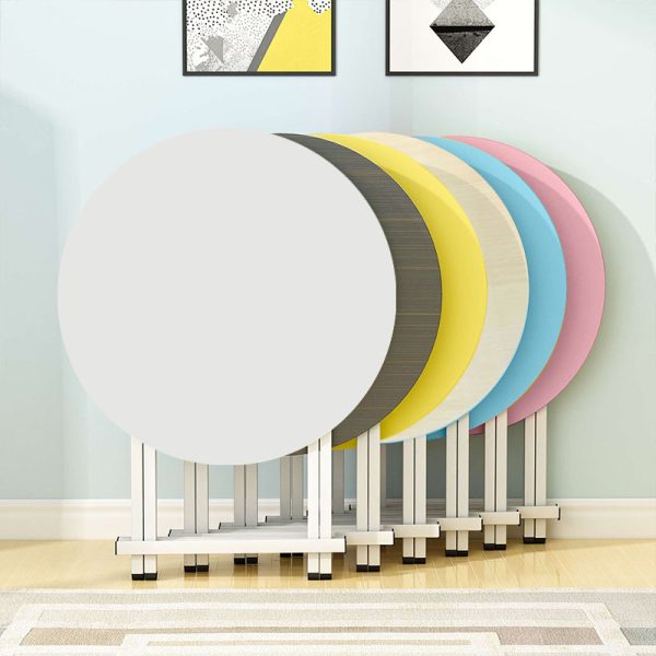 Dining Table Portable Round Surface Space Saving Folding Desk Home Decor – White, 1