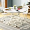Dining Table Portable Round Surface Space Saving Folding Desk Home Decor – White, 1