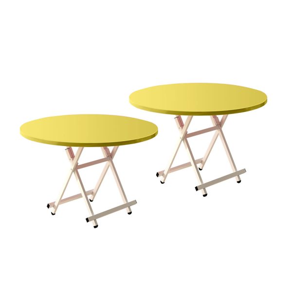 Dining Table Portable Round Surface Space Saving Folding Desk Home Decor – Yellow, 2