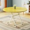 Dining Table Portable Round Surface Space Saving Folding Desk Home Decor – Yellow, 2