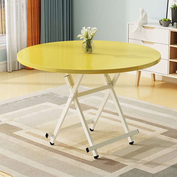 Dining Table Portable Round Surface Space Saving Folding Desk Home Decor – Yellow, 2