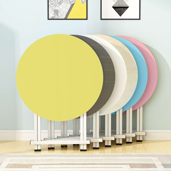 Dining Table Portable Round Surface Space Saving Folding Desk Home Decor – Yellow, 2